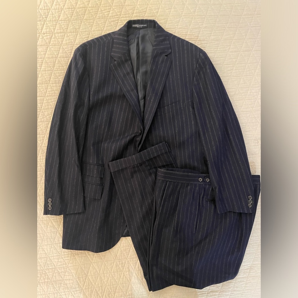 Polo Label by Ralph Lauren Navy Pinstripe Suit